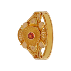 Ladies Special Kasai Gold Ring with Floral Designs